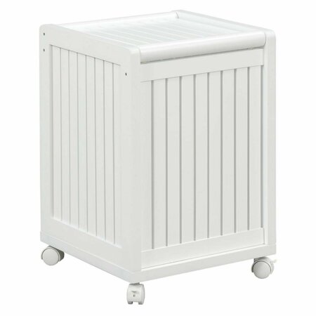 ARTICULOS PARA EL HOGAR Rolling Solid Wood Laundry Hamper with Lid, White - 24 x 15.75 x 15.75 in. AR2627332